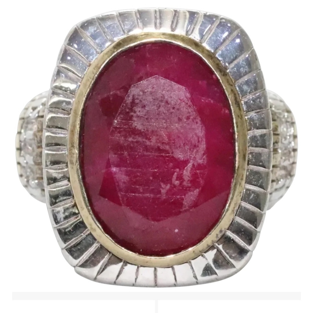 Ruby Ring Set In Sterling Silver, Extra Large Set… - image 1